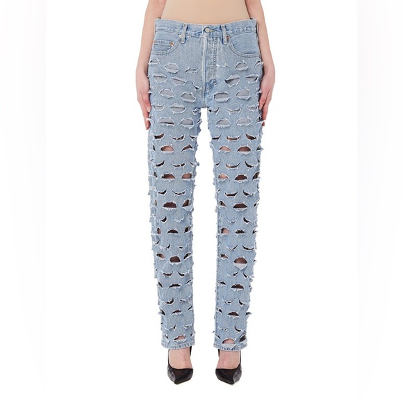 NWOT VETEMENTS x Levis laser cut distressed denim jeans RARE XS - Picture 16 of 16